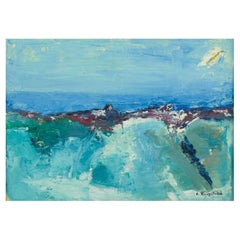 Arne Ringström, Swedish artist. Oil on canvas. Modernist landscape.