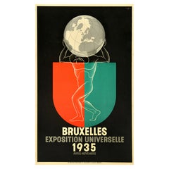 Original Vintage Advertising Poster Brussels Exposition Universelle Art Deco