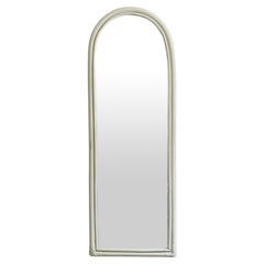 Vintage Arched Wall Mirror in Ivory-Lacquered Bamboo, 1970