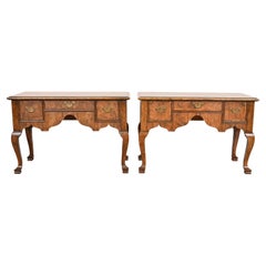 Baker Furniture Georgian Banded Burled Walnut Buffet Servers or Dressing Tables