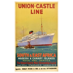 Original Vintage Cruise Travel Poster Union Castle Line South and East Africa