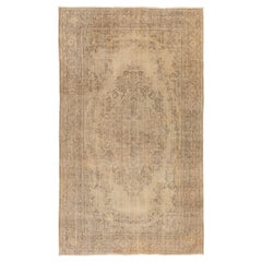 Tappeto in lana turca 6x9.6 Ft Vintage fatto a mano in stile rustico di campagna in beige