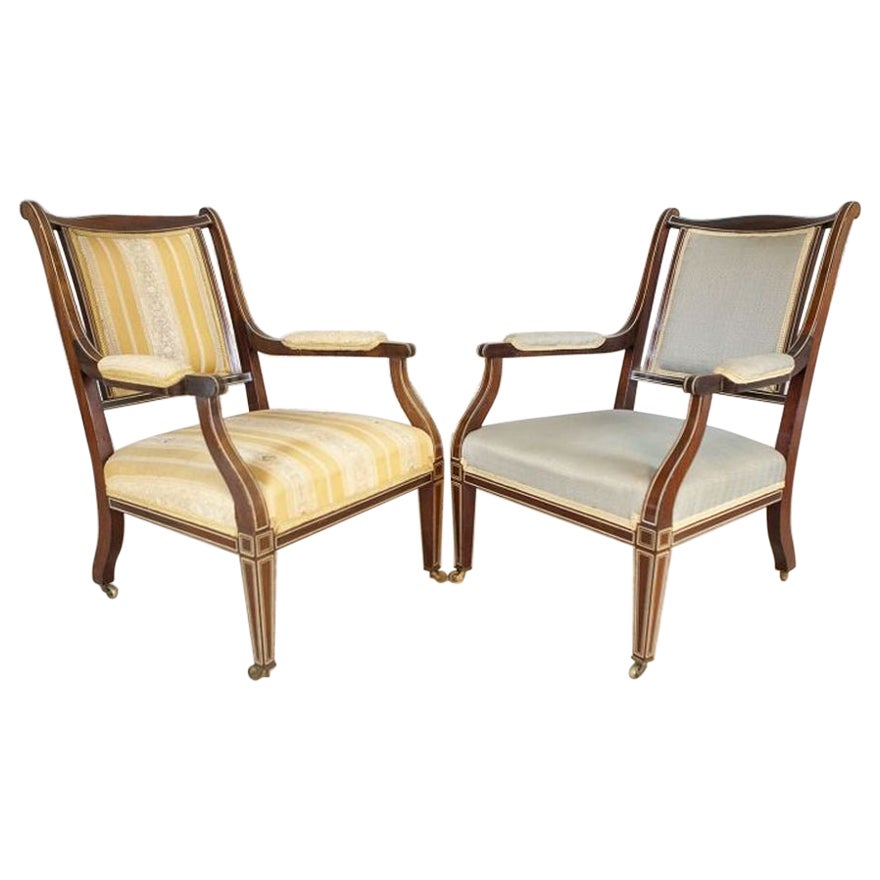 Pareja de sillones ingleses del siglo XIX de estilo Sheraton