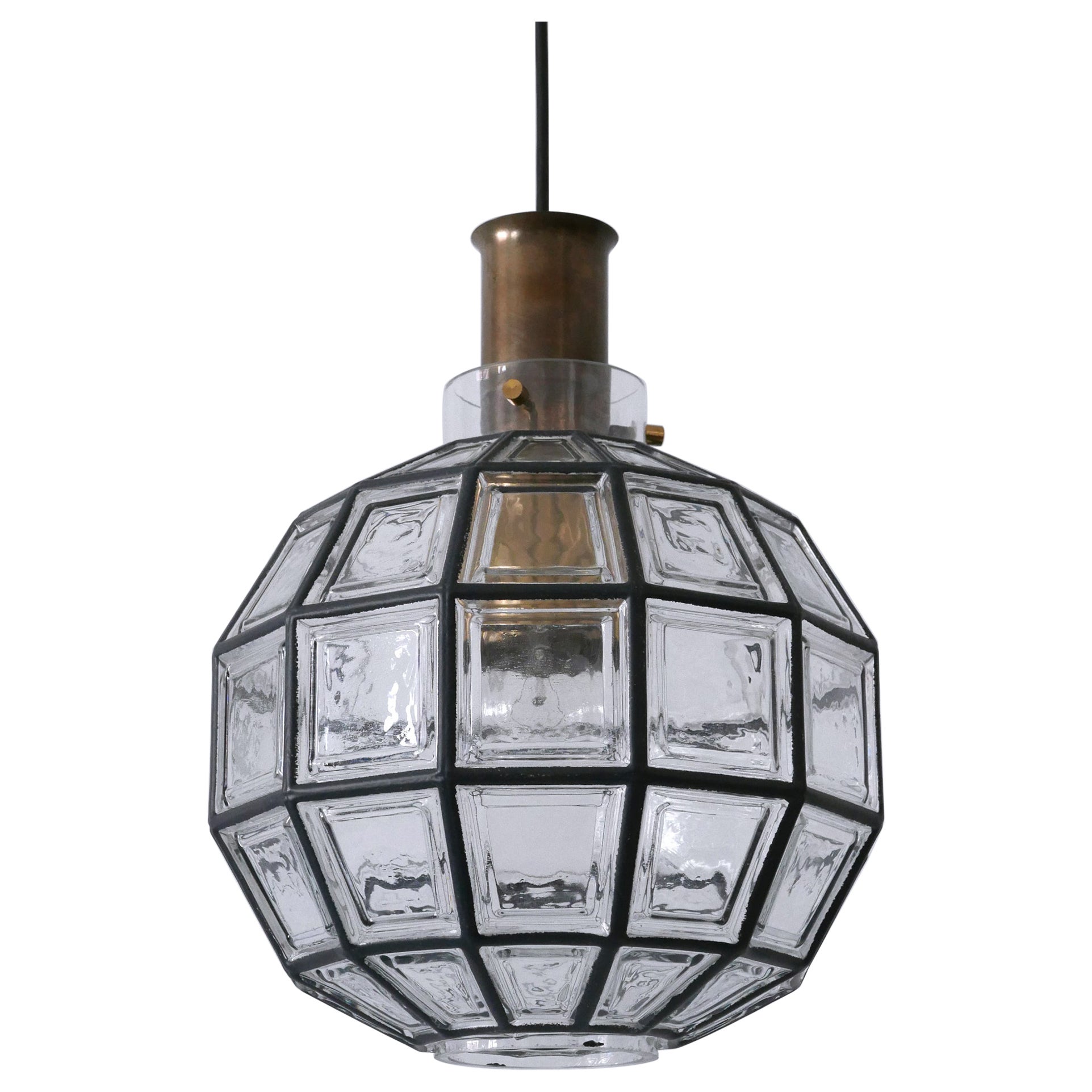 Large Mid-Century Modern Pendant Lamp by Glashütte Limburg Germany 1960s