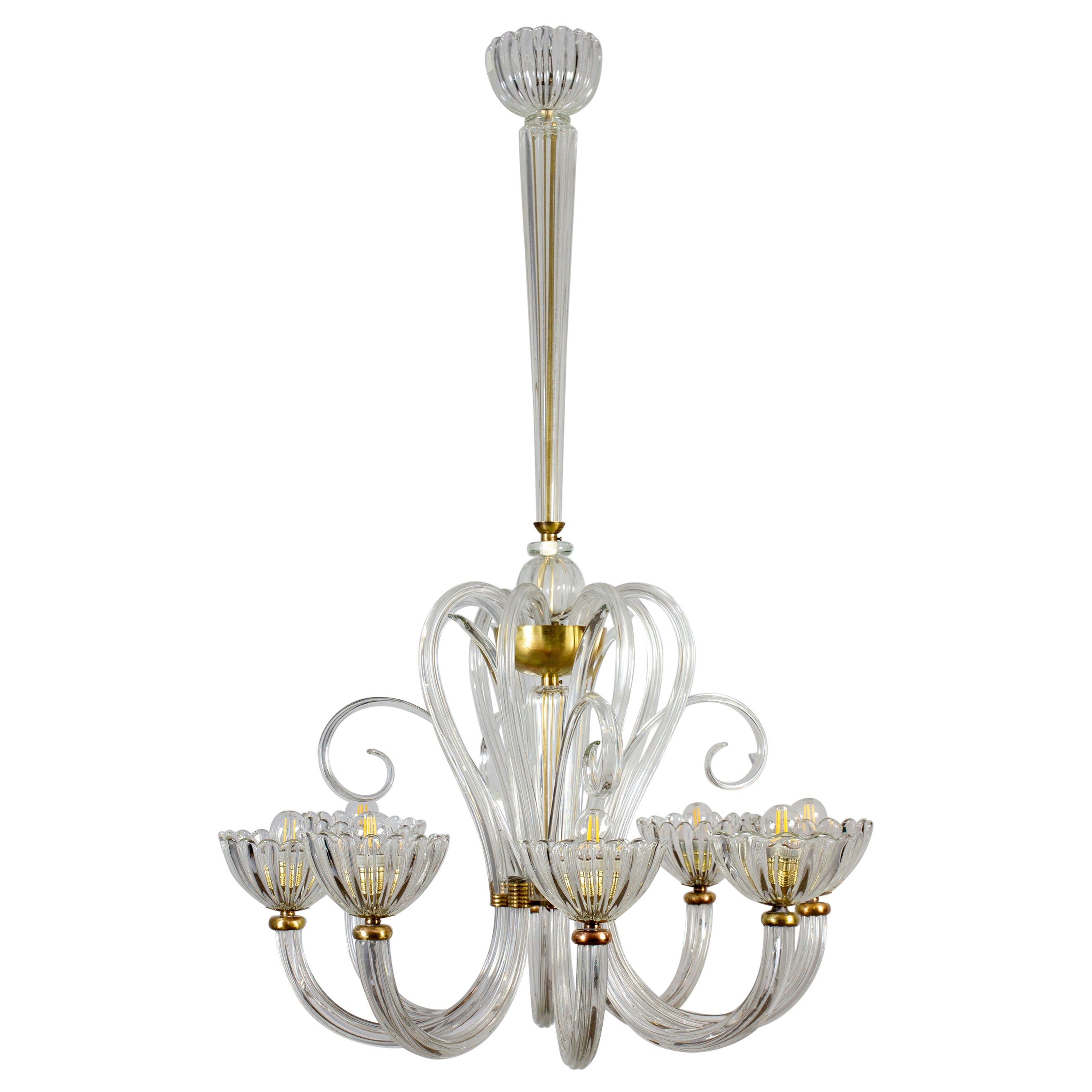 Elegant  Murano-Glas-Kronleuchter im Art-déco-Stil von Ercole Barovier 1940
