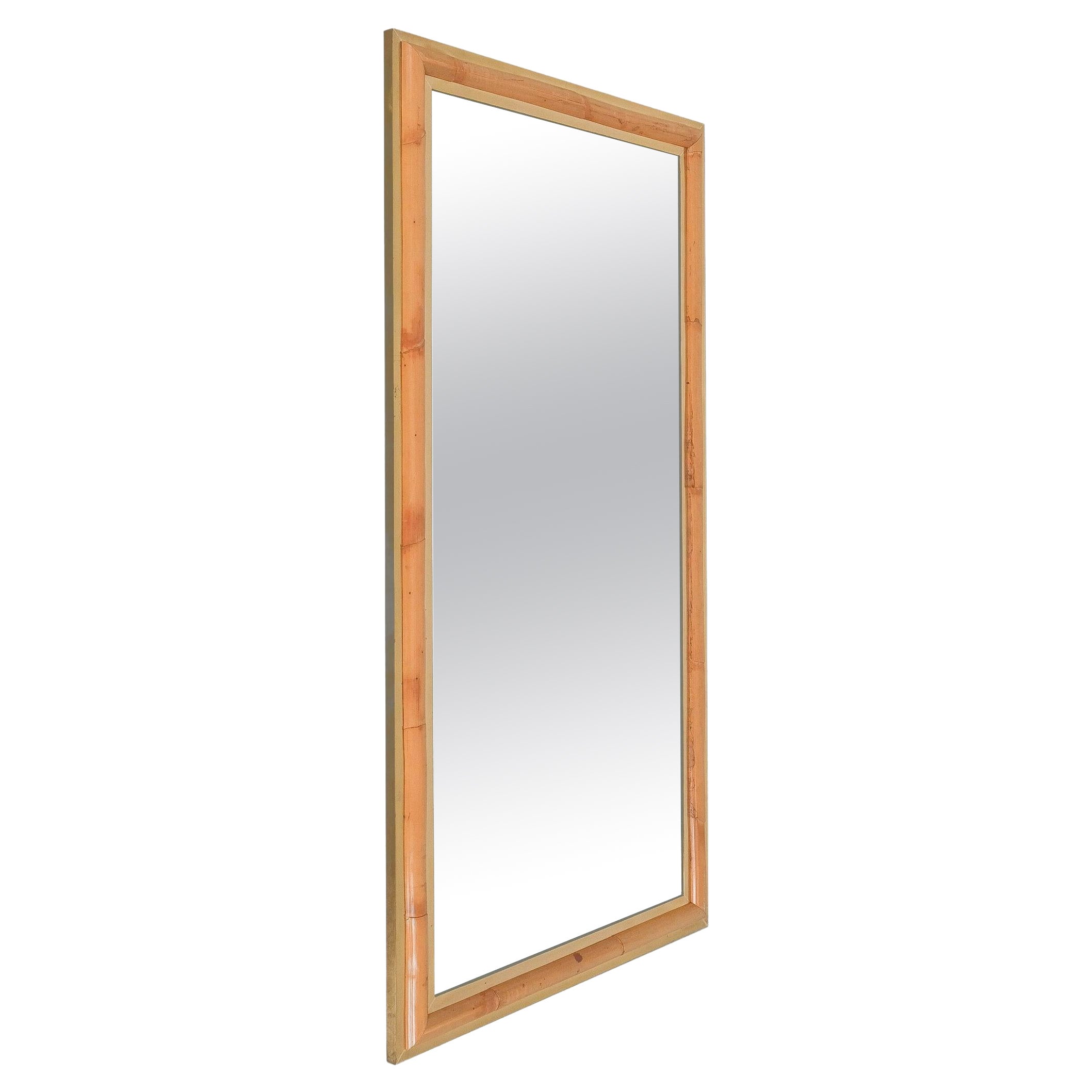 Bamboo Brass Mirror Vivai del Sud , Midcentury, Italy