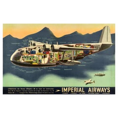 Original Vintage-Reiseplakat Imperial Airways Hydravion Empire Flying Boat, Imperial Airways, Empire
