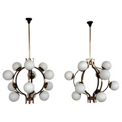 Italian Mid-Century Stilnovo Chandelier, Set of 2, 1950s
