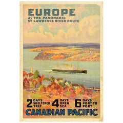 Original Vintage Travel Poster Europe St Lawrence River Route Canadian Pacific