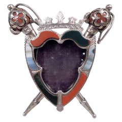 Englischer edwardianischer Wappenrahmen aus Sterlingsilber und Achat, 1903
