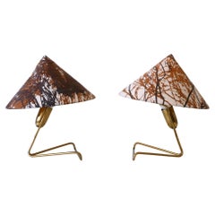 Set of Two Rare Eel Table Lamps or Wall Lights by Rupert Nikoll, Austria, 1952