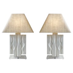Pareja de lámparas escultóricas de escayola blanca by Casual Lamps