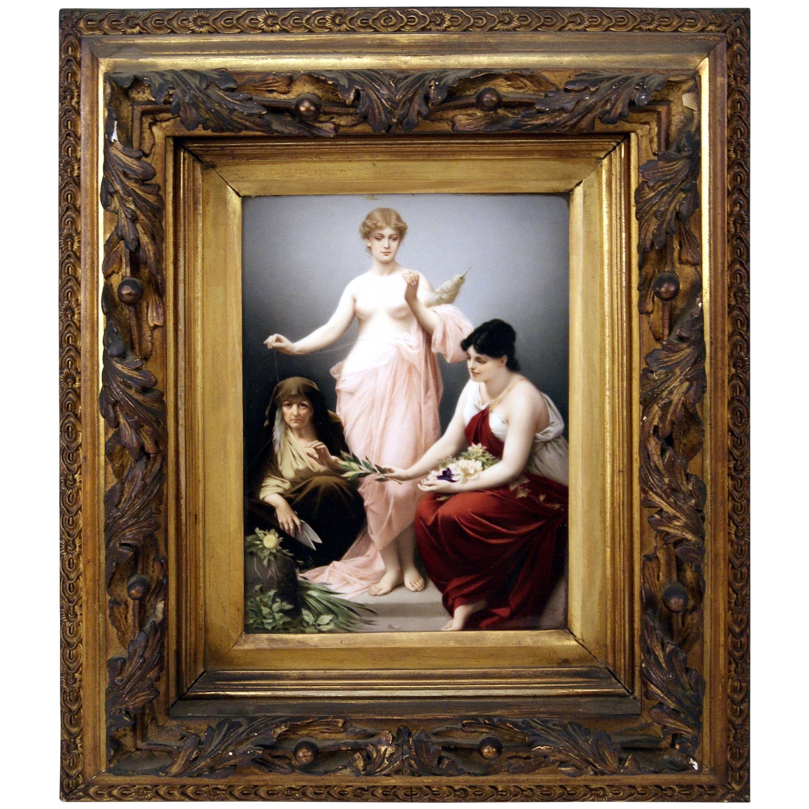 KPM Berlin Picture Plate the Three Fates by Paul Thumann, circa 1880