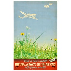Original-Vintage-Reiseplakat Imperial Airways British Airways London Paris