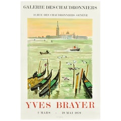 Original Vintage Exhibition Poster Yves Brayer Venice Galerie Des Chaudronniers