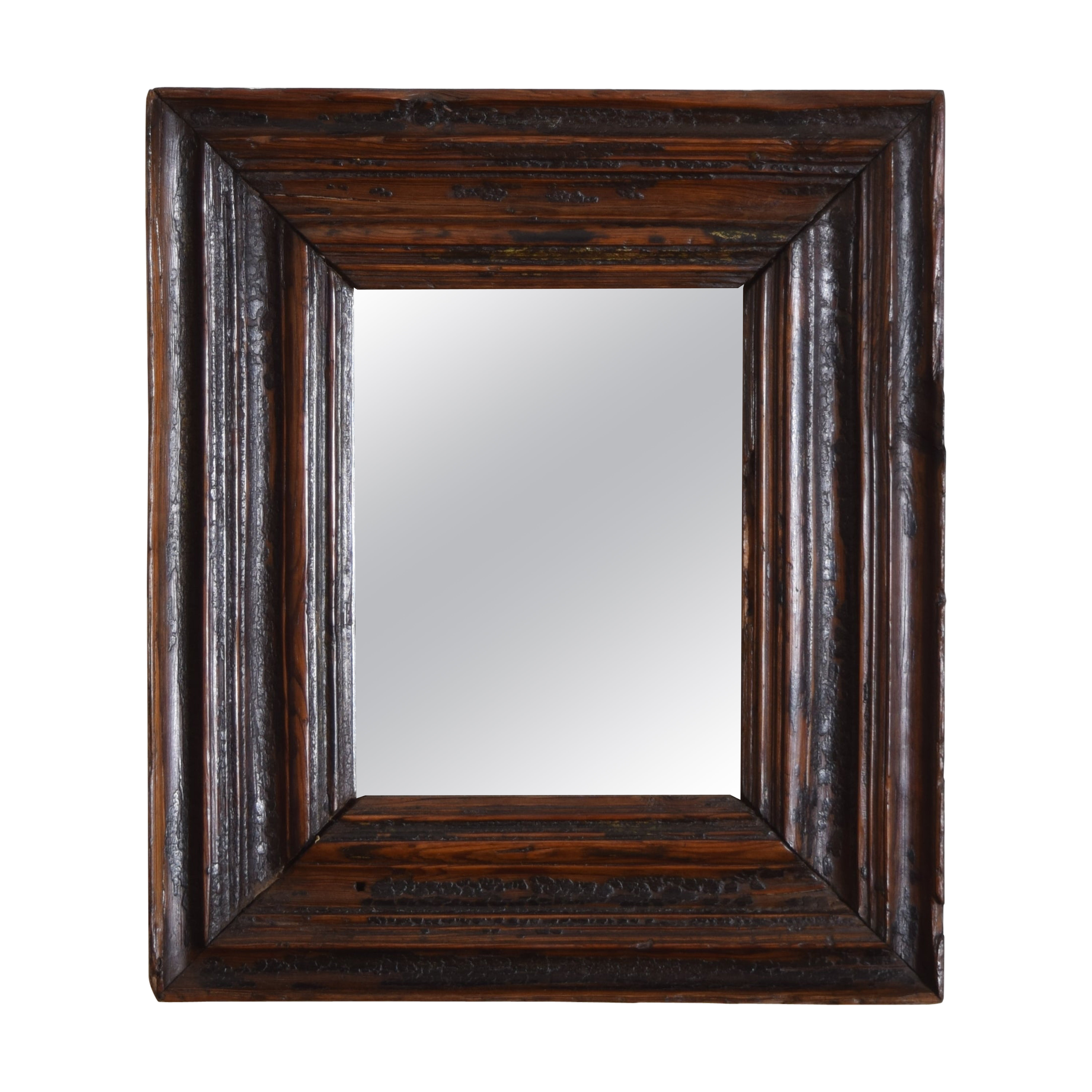 Central Italian Small Shaped and Painted Walnut Mirror, late 18th cen.