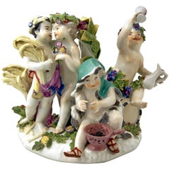 Superbe groupe de figurines de Meissen « les chérubins des quatre saisons » par Kaendler, vers 1755-60