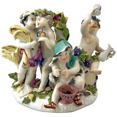 Meissen Gorgeous Figurine Group the Four Seasons Cherubs by Kaendler c.1750 12