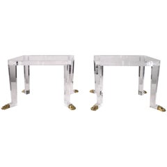 Over the Top Custom Designed Lion Feet on Acrylic Side Tables