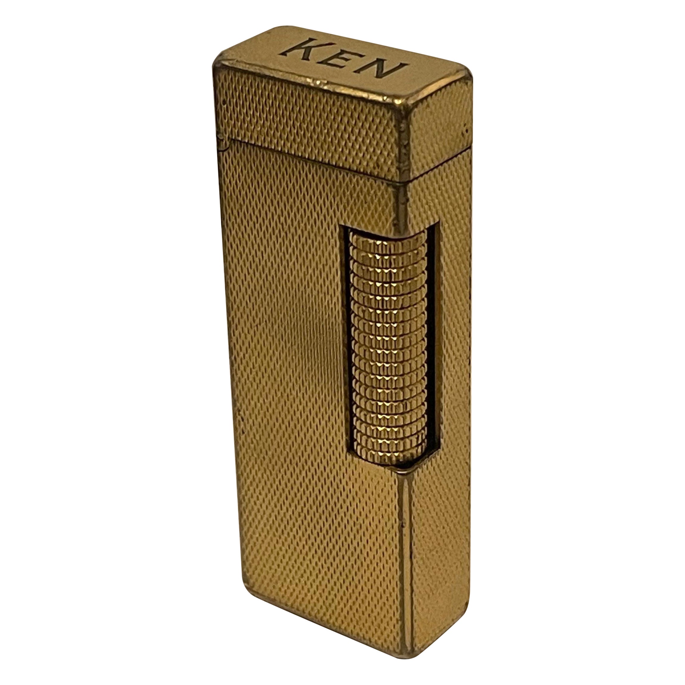 Wonderful Vintage DUNHILL Rollagas Lighter Diamond-Cut Gold Plated