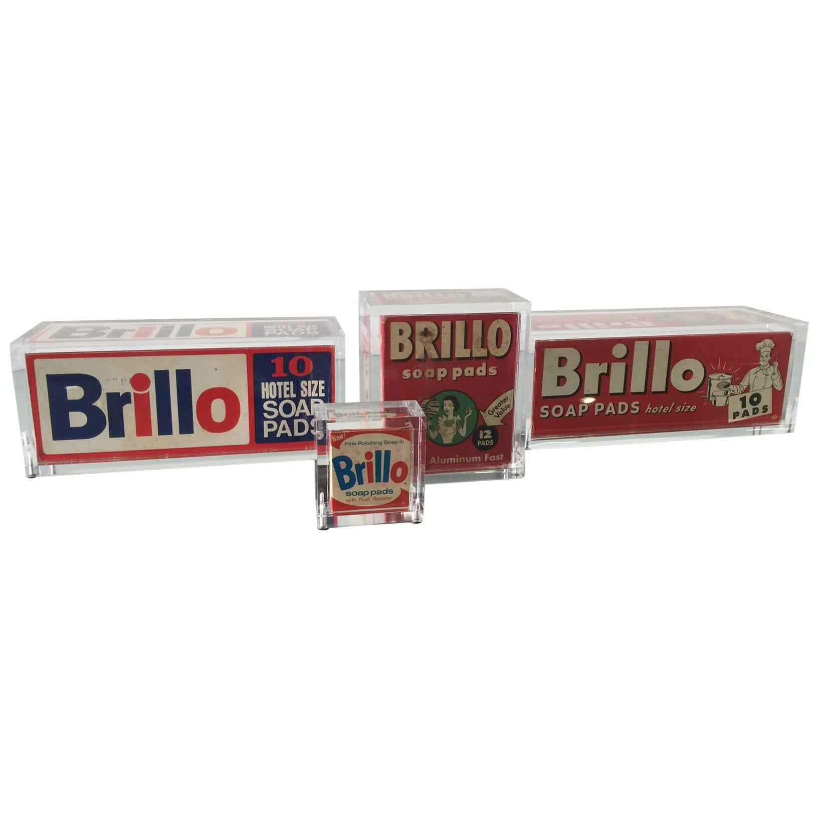 Collection of "Pop Art" Acrylic Encased Vintage Brillo Boxes