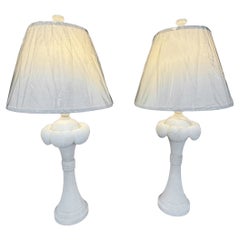 A Pair of Alabaster Palm Frond Lamps
