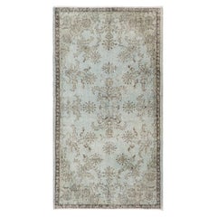 3.7x7 Ft Contemporary Turkish Wool Rug in Light Blue, handgeknüpft in der Türkei