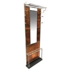 Art Deco Copper & Chrome Hall Tree w/ Vanity Mirror