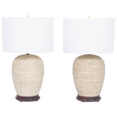 Pair of Mid Century Terra Cotta Table Lamps