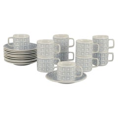 "Castro", Spain. Espresso set for ten people. Gray-blue and white porcelain.