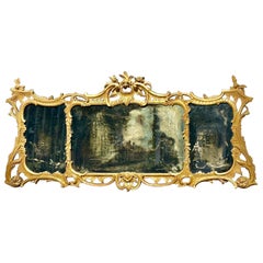 18th Century English Giltwood Chippendale Overmantel Mirror