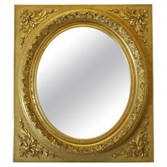 Gran espejo ovalado francés dorado muy decorativo