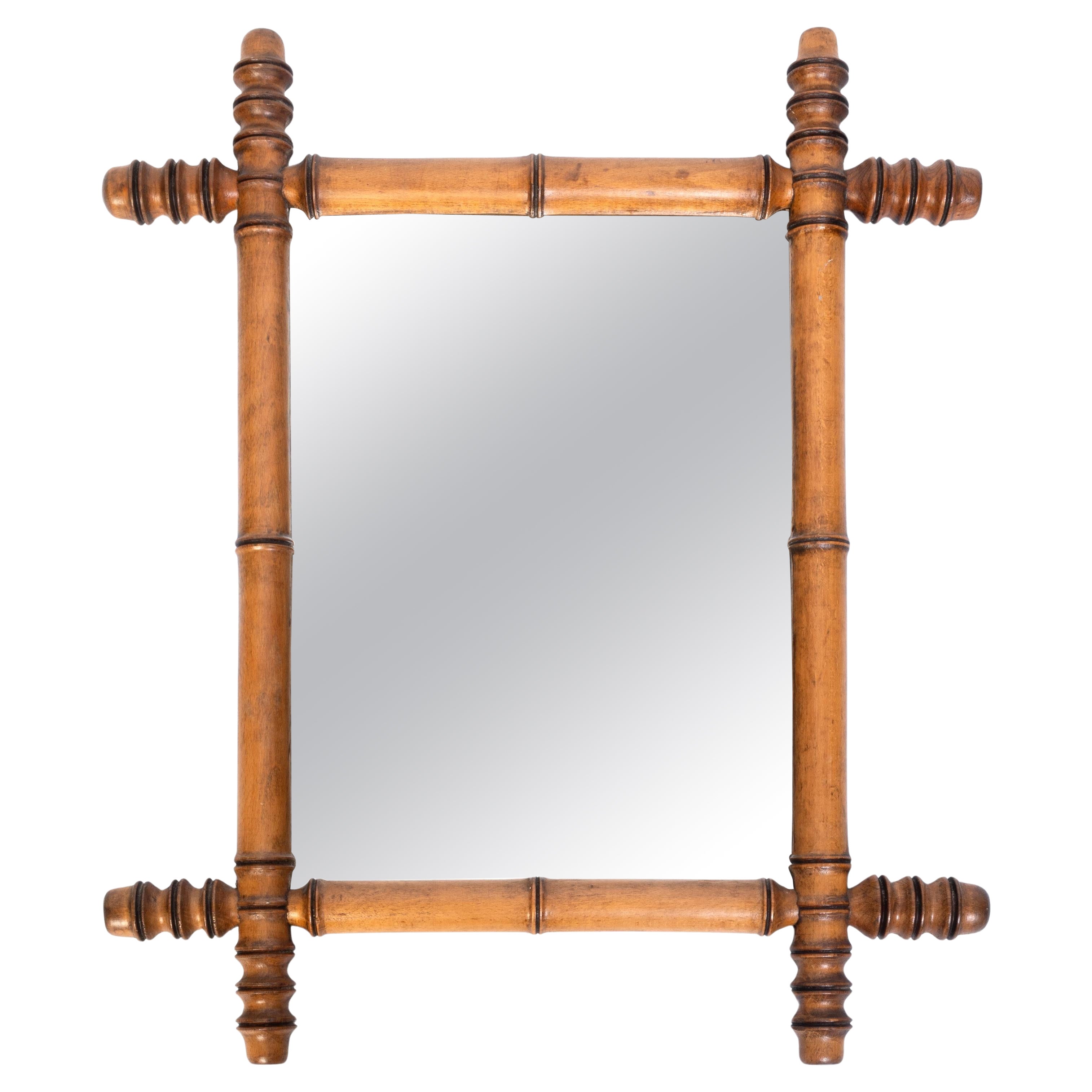 Miroir mural ancien en simili-bambou du 19ème siècle en vente