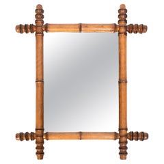 Miroir mural ancien en simili-bambou du 19ème siècle