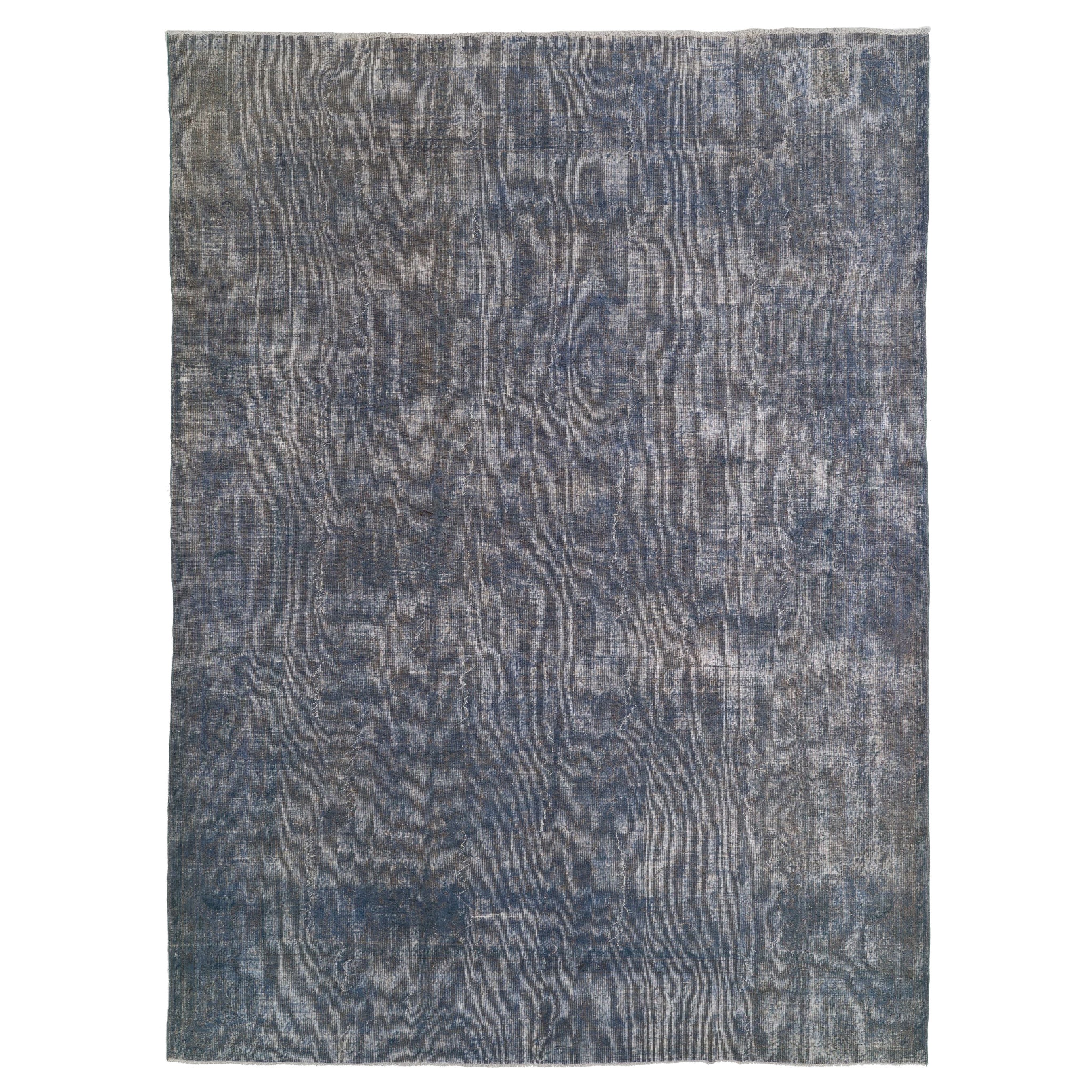 10x13 Ft Light Blue Handmade Turkish Large Area Rug, Modern Living Room Carpet For Sale