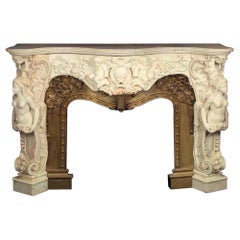 French Style White Marble Fireplace
