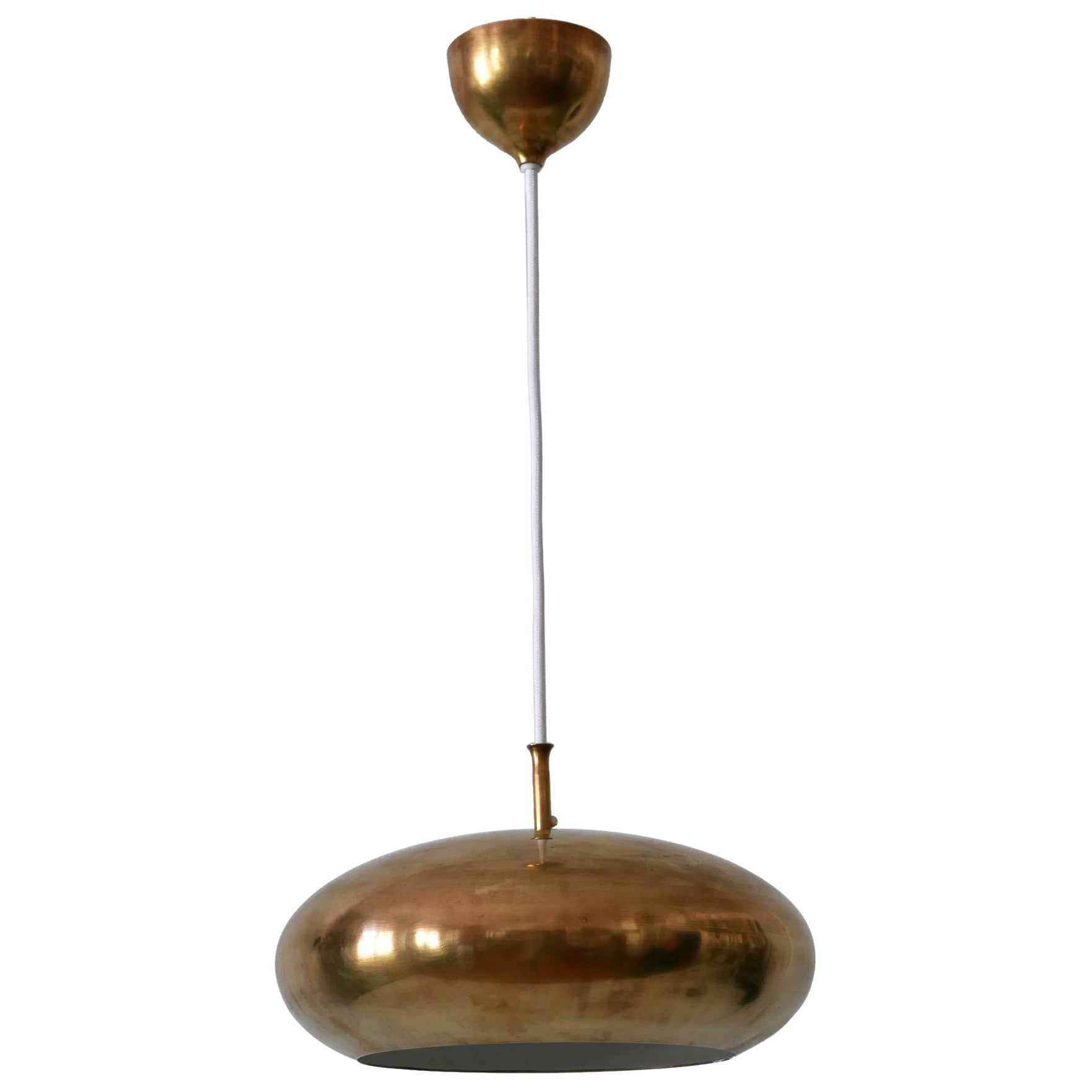 Rare Mid Century Modern Brass Pendant Lamp by Falkenbergs Belysning Sweden 1960s For Sale