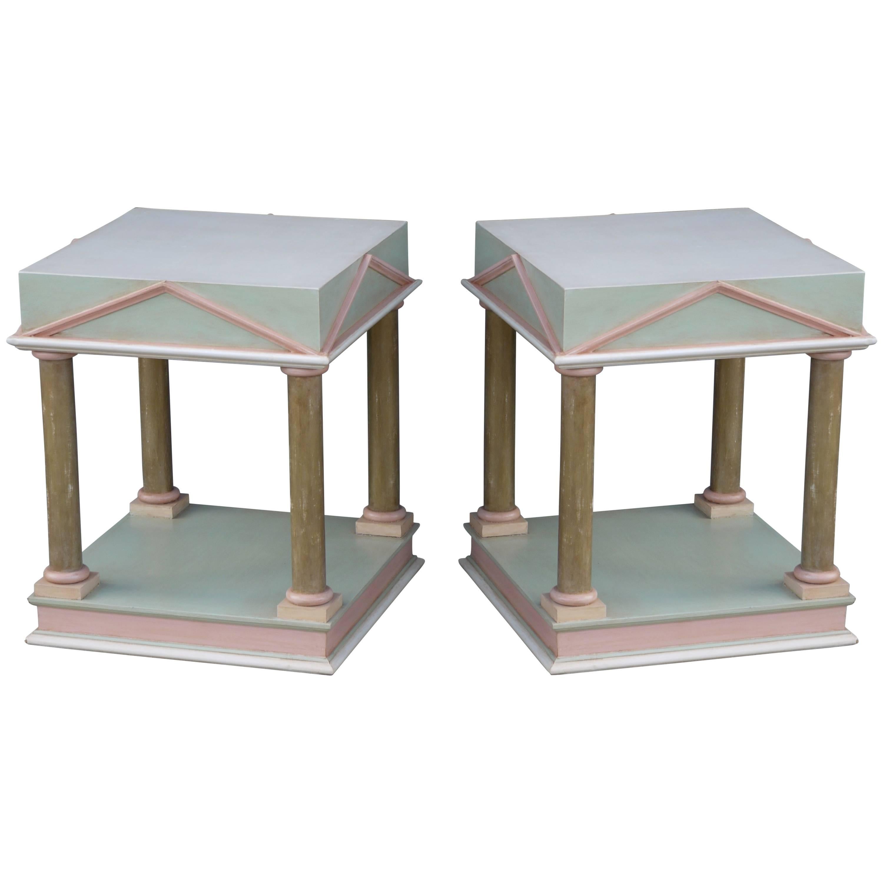 Pair of Neoclassical Inspired Post Modern Tables