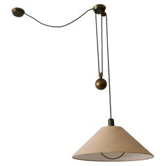Rare Elegant Mid Century Modern Counterweight Brass Pendant Lamp Germany 1960s