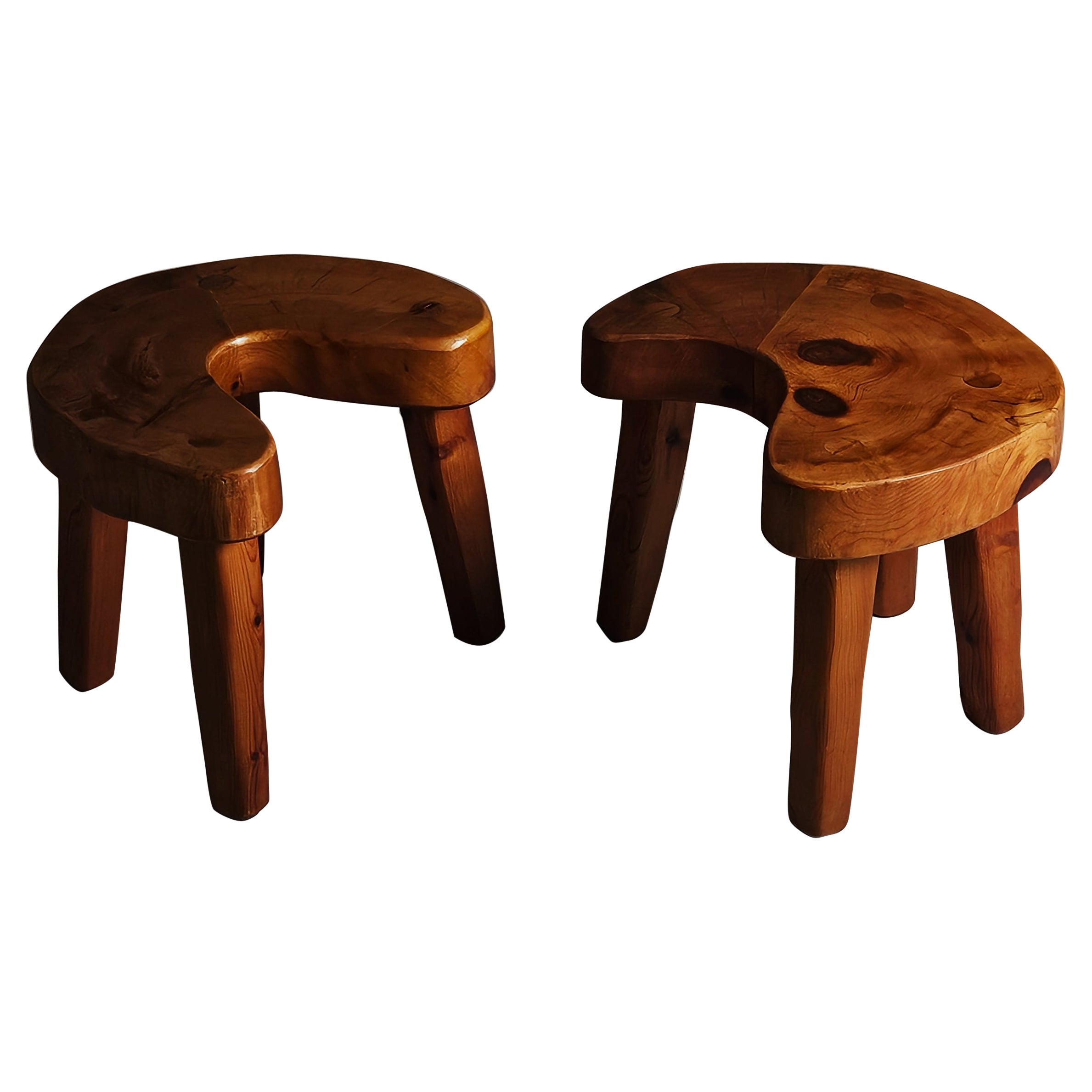 Swedish designer solid pine stool, 1950s For Sale at 1stDibs