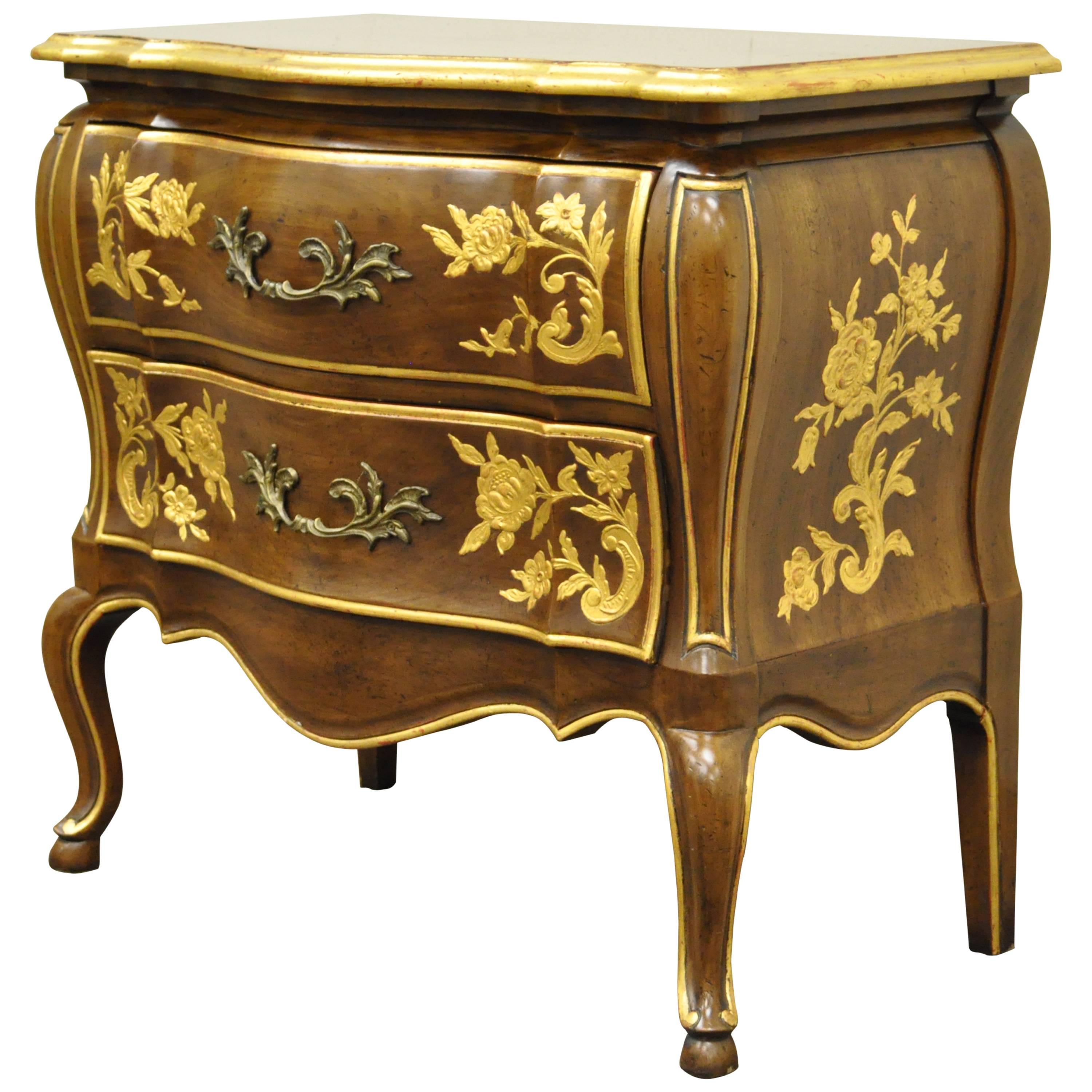 John Widdicomb Bombe Form Gold Gilt Decorated Chinoiserie Commode or Chest