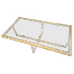 Coffee Table by Romeo Rega in Brass and Chrome
