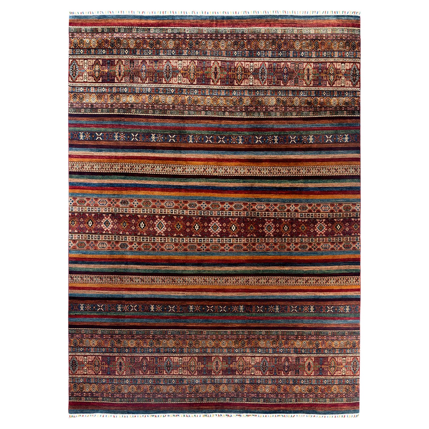 Bohemian Tribal Hand Knotted Wool Red Area Rug 8' 11" x 12' 2"