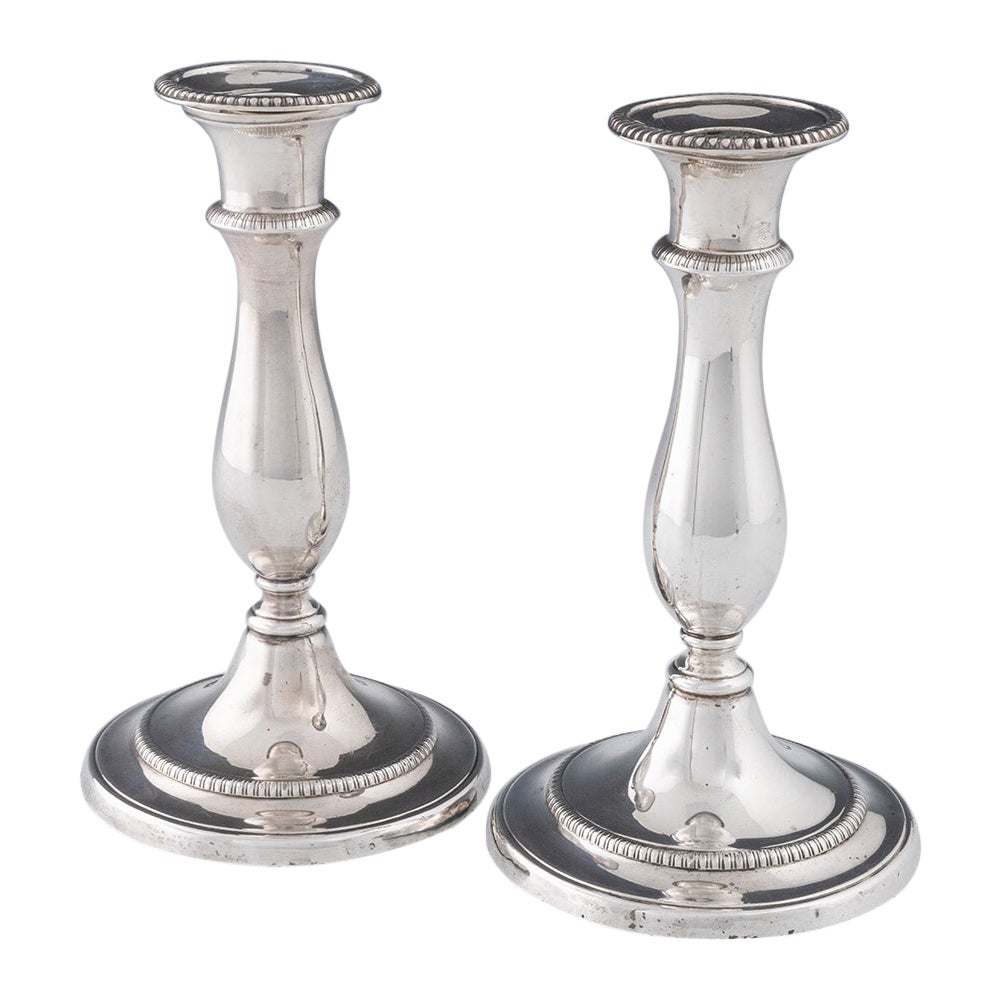 Pareja de candelabros de plata de la Regencia Sheffield 1811
