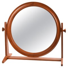 Bellissimo specchio da tavolo danese rotondo in teak di Pedersen & Hansen