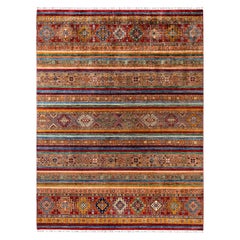 Bohemian Tribal Hand Knotted Wool Red Area Rug 9' 1" x 12' 1"