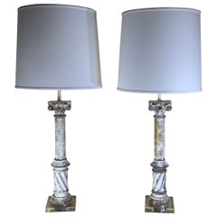 Hand Carved Antique Hand Carved Wood Table Lamps