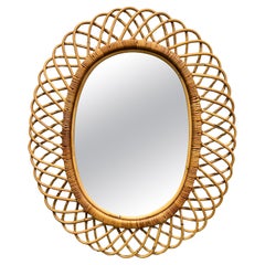 Italian Albini Style Rattan Mirror