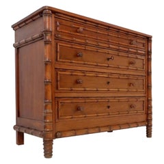 Faux Bamboo Dark Pine Chest of Drawers - Late 19th century