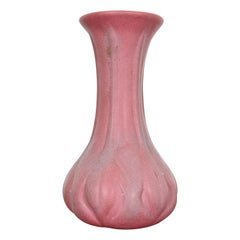 Van Briggle Arts & Crafts Pink Glazed Ceramic Vase With Tulip Motif